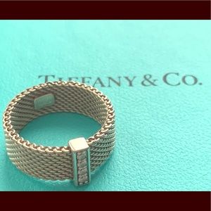 Authentic TIFFANY & CO. Somerset Mesh Diamond Ring